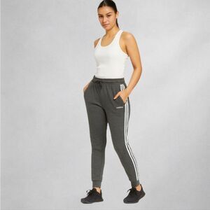 Adidas Women's Pants L 3-stripe Track Yoga Workout Lounge Gray Light Pink